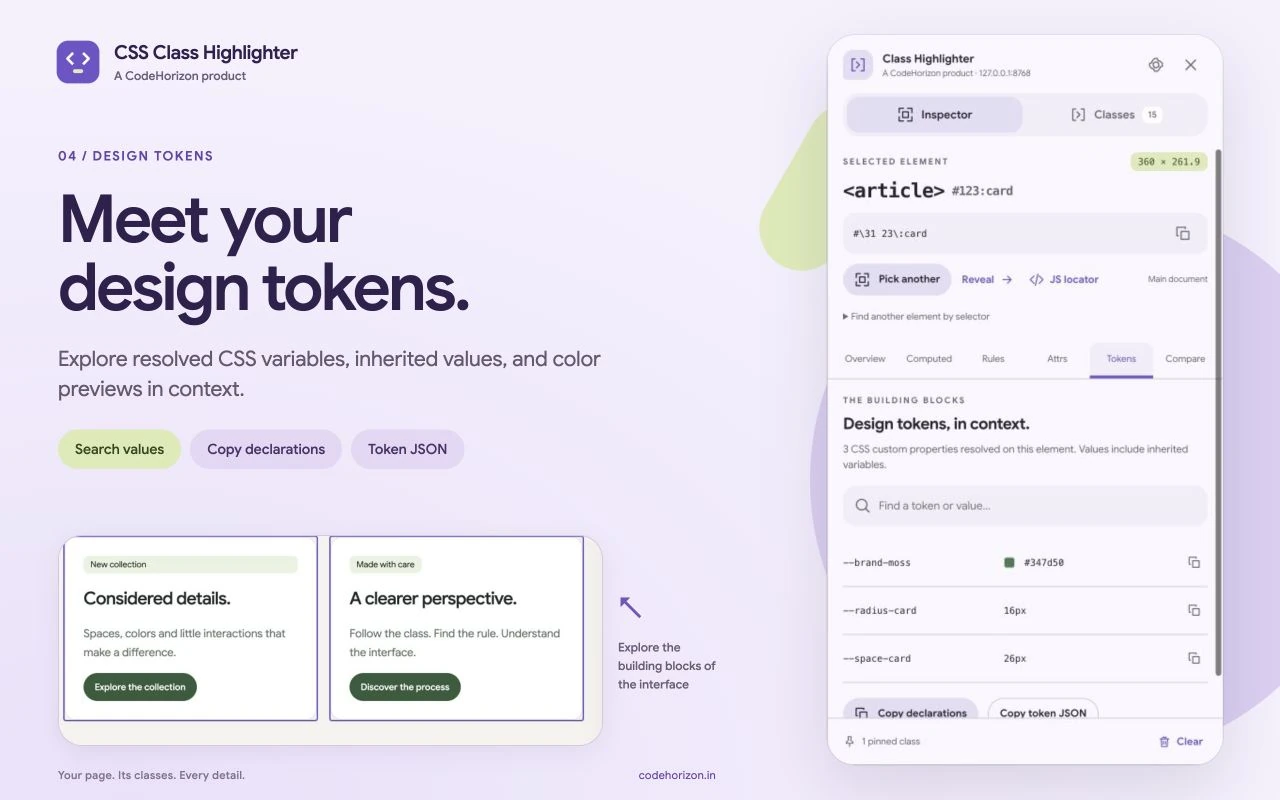 Inherited design tokens and resolved CSS variables