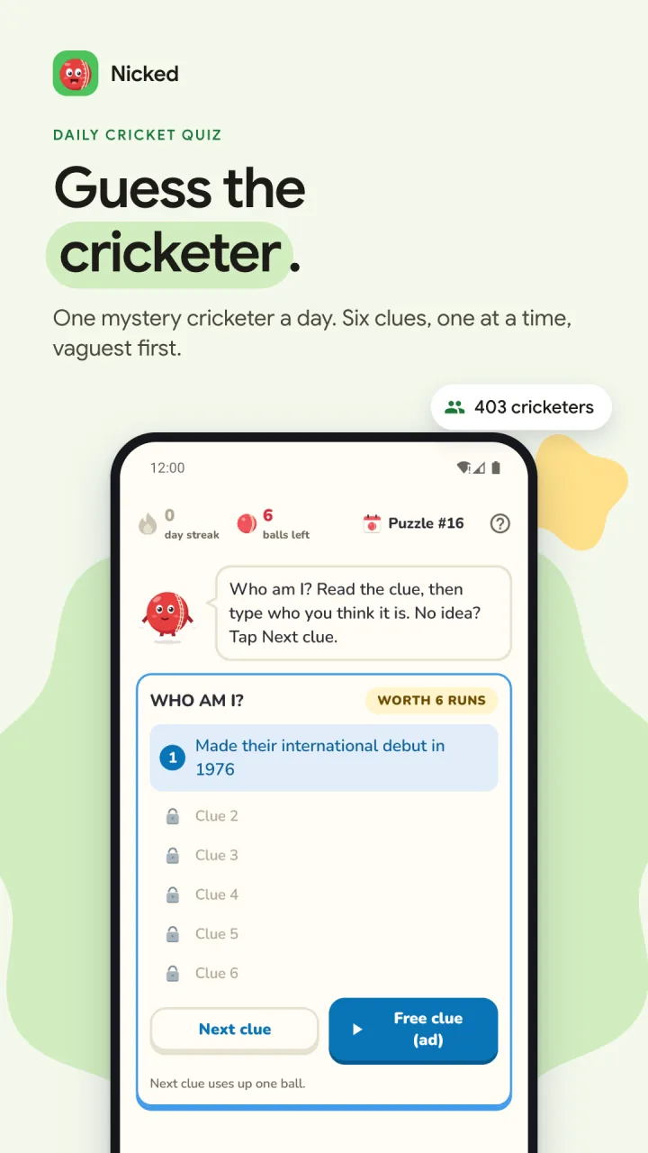 Guess the cricketer: one mystery cricketer a day, six clues