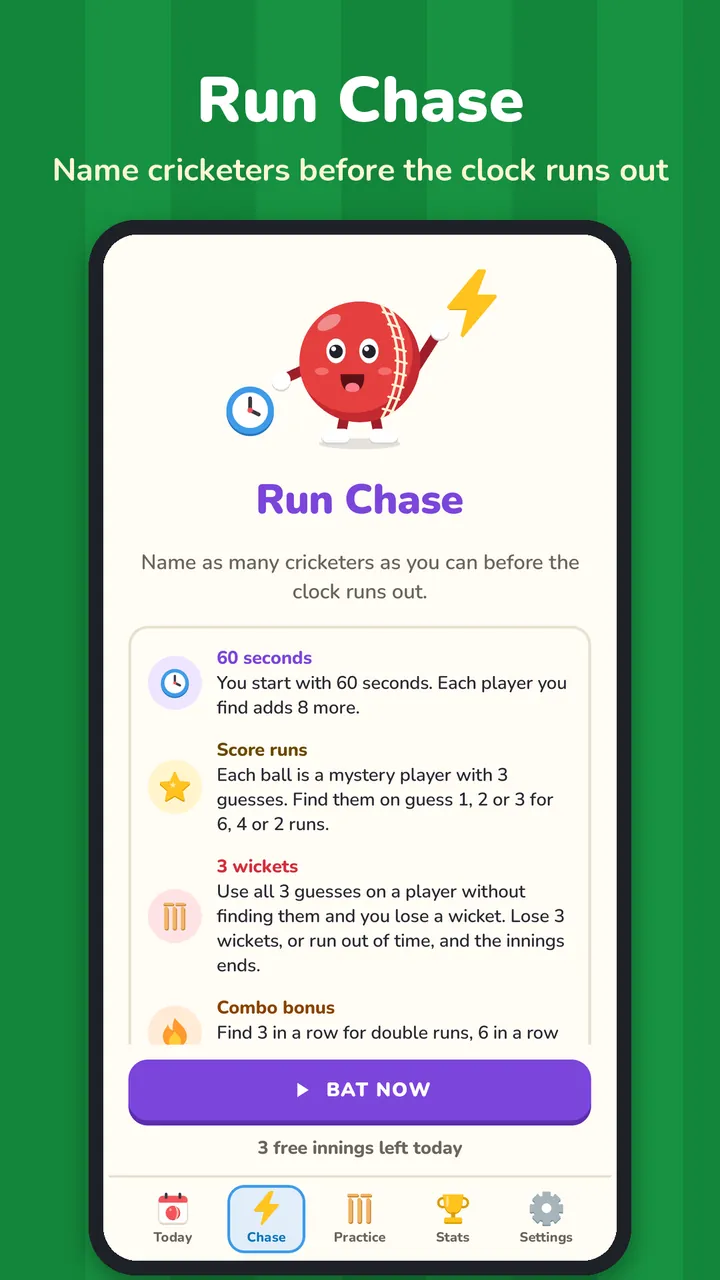 Run Chase: name cricketers before the clock runs out