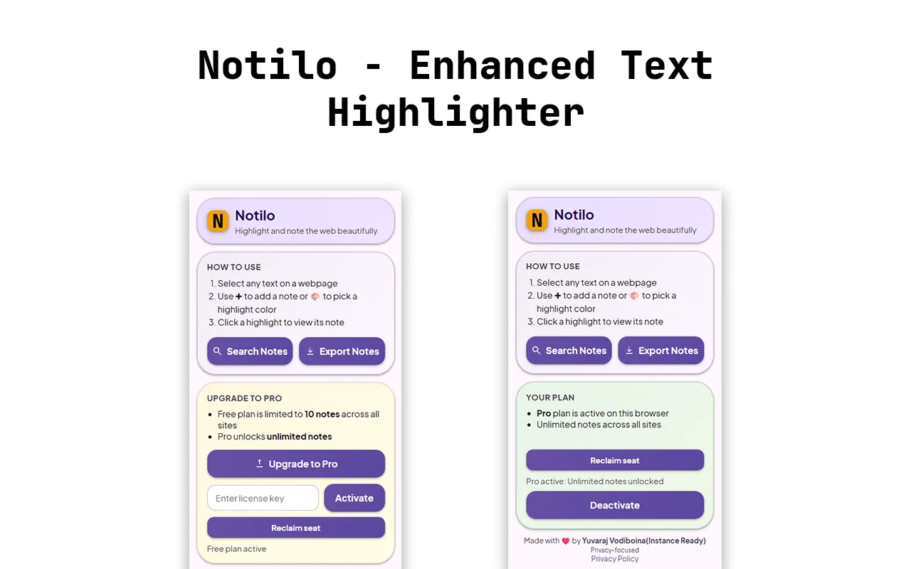 Notes and highlights side by side