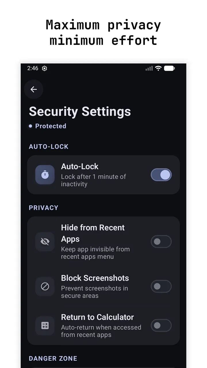 Auto-lock, screenshot blocking and more
